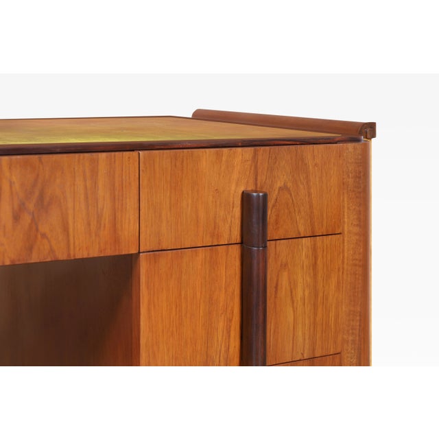 Vintage American Art Deco Walnut and Rosewood Executive Desk, 1930s For Sale - Image 4 of 12