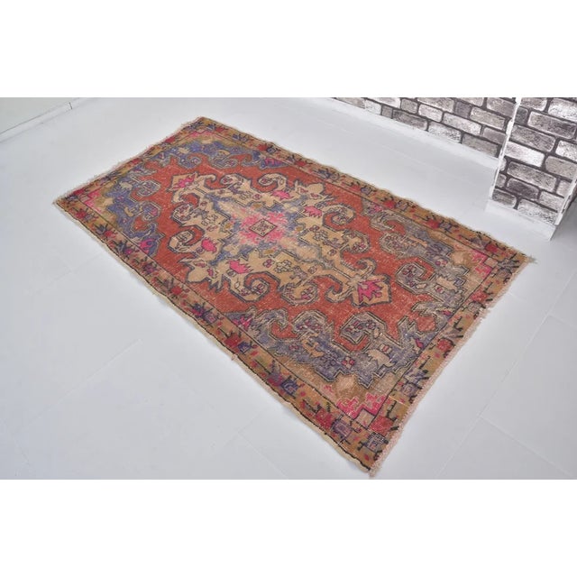 Burnt Orange Kurdish Burnt Orange Floor Carpet For Sale - Image 8 of 10