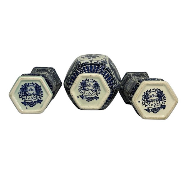 1950s Vintage Three-Piece Windmill Garniture Set in the style of Boch Delft, 20th Century, 1950s, Set of 3 For Sale - Image 5 of 8