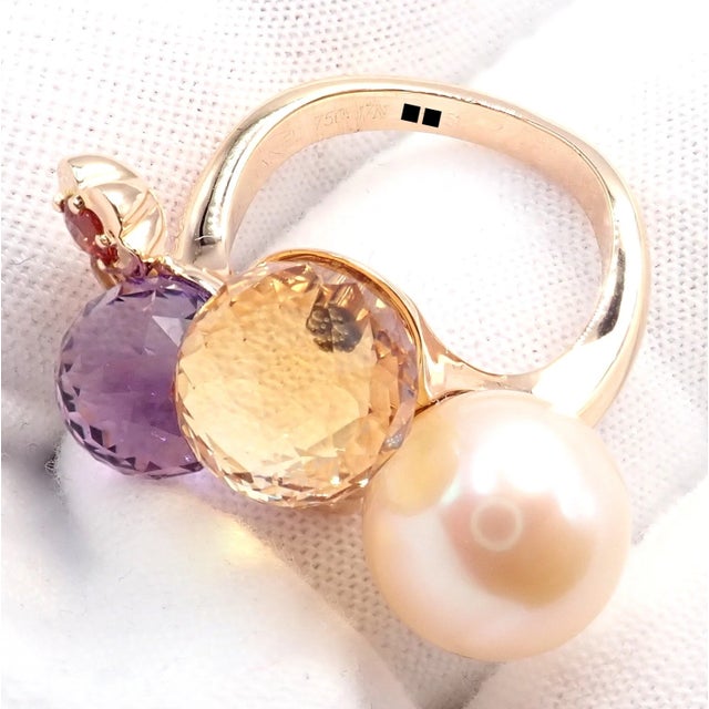 Chanel Mademoiselle Rose Gold Diamond Amethyst Citrine Ring, Size 5.75 For Sale In Philadelphia - Image 6 of 11