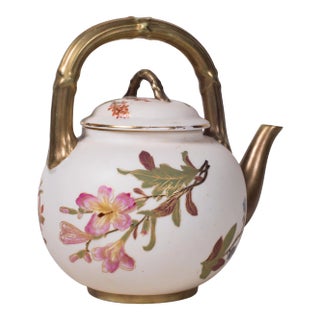 Antique Royal Worcester Bush Ivory Tea Pot For Sale