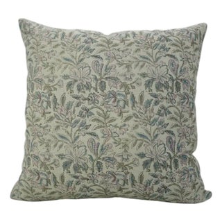 Indian Print Water Replicant Cushion Cover 24x24 Inch Cotton Linen- Qudrat For Sale