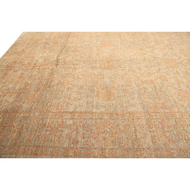 Textile 9x12 Soft Washed Oushak Rug | Afghan Hand-Knotted Floral Wool Rug For Sale - Image 7 of 10