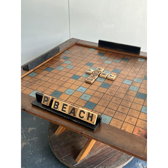 Vintage Monumental Wood Scrabble Board Game Table For Sale - Image 10 of 17