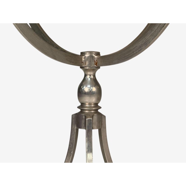 Silver Neoclassical Style, Steel, Marble, End Tables, Usa, 20th C. For Sale - Image 8 of 9