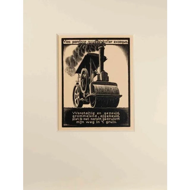 Woodcut print realized by escher for the series "emblemata", and published in 1931. On hollande van gelder paper. Edition...