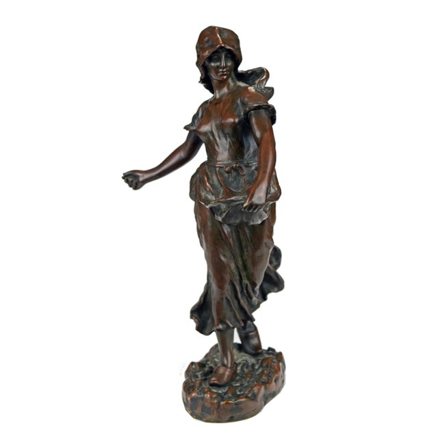 Bronze 19th C. Bronze Statue of Woman Sowing Seeds by Hans Schork For Sale - Image 8 of 12
