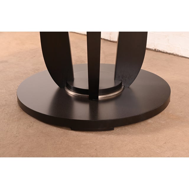 Brown Barbara Barry for Baker Furniture Modern Art Deco Mahogany Pedestal Dining Table, Newly Refinished For Sale - Image 8 of 10
