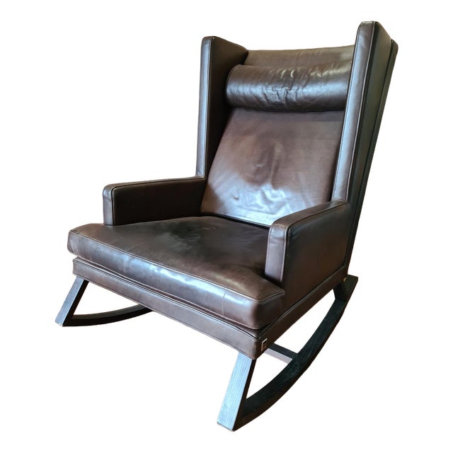 Handcrafted Leather Rocking Chair from BW Bielefelder Werkstätten, Germany, 2010s For Sale