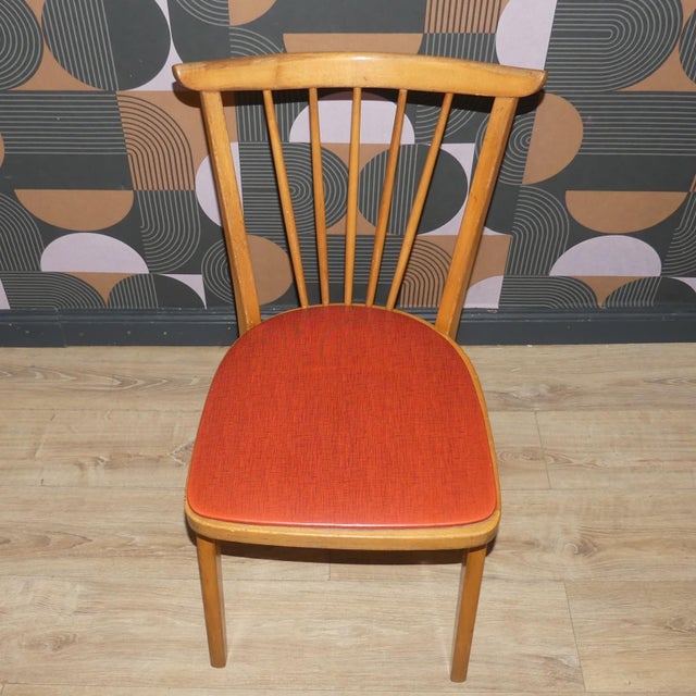 Wood Kitchen Chair in Acella Red Mottled, 1950s For Sale - Image 7 of 10