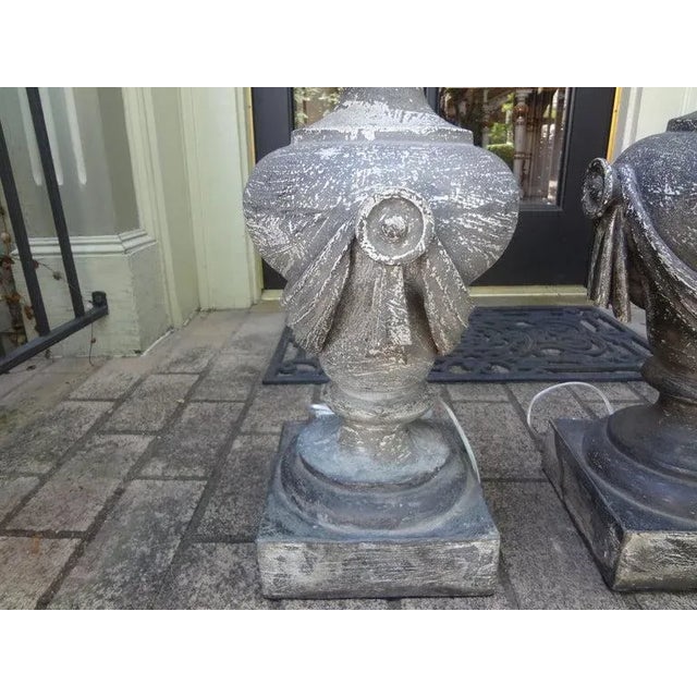 Pair of French Neoclassical Style Zinc Lamps For Sale In Houston - Image 6 of 11