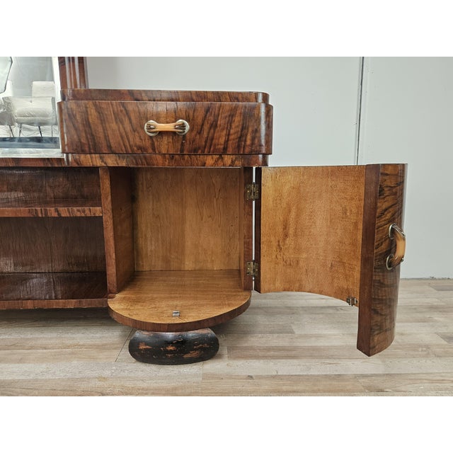 Art Deco Dressing Table in Walnut Burl with Mirror, 1940s For Sale - Image 16 of 18