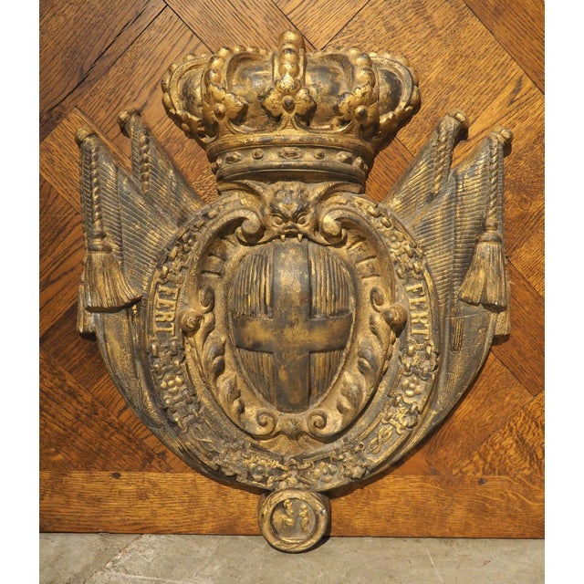 Antique Gilded Cast Iron Coat of Arms Plaque, the House of Savoy, C. 1900 For Sale In Dallas - Image 6 of 13