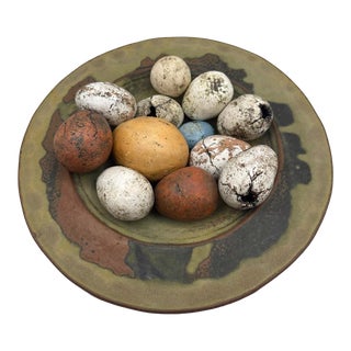 Handmade Chapman Pottery Bowl With Eggs- 13 Pieces For Sale
