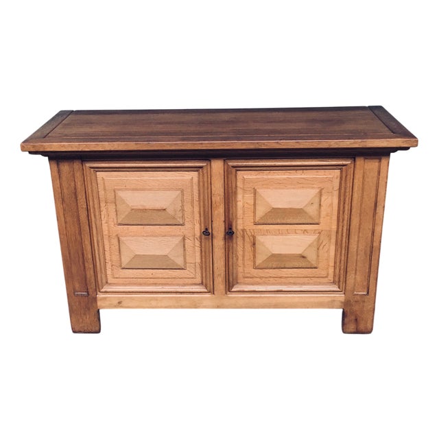 Brutalist Handcrafted Oak 2 Door Cabinet, Belgium, 1950s For Sale