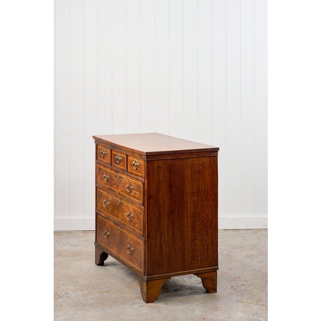 English Walnut Period Chest With Contrast Satinwood Banding (C. 1780-1820) For Sale - Image 3 of 11