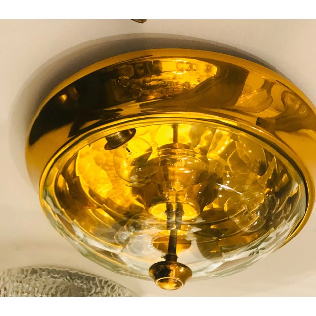 1970s 1970s Italian Golden Oscar Torlasco Lumi Crystal Flush Ceiling Light For Sale - Image 5 of 8