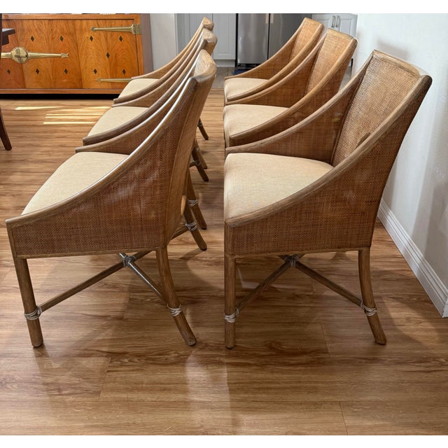 Wood Late 20th Century Set of Six Barbara Barry for McGuire Cane Chairs For Sale - Image 7 of 8