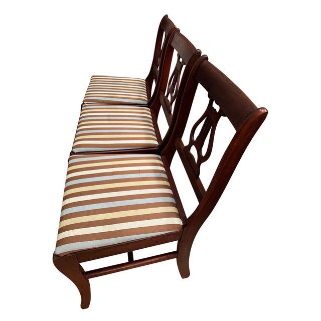 Wood Early 20th Century Lyre Back Pinstripe Dining Chairs, Set of 3 For Sale - Image 7 of 10