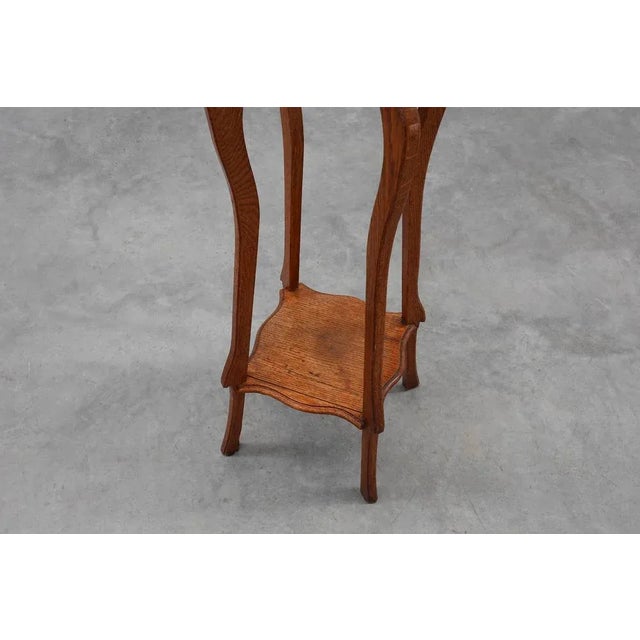 Tall Art Deco Oak Pedestal with 2 Levels, France, 1910s For Sale - Image 10 of 11