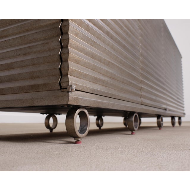 Champagne Julian Chichester Variegated Nickel "Storm" Cabinet Credenza 7Ft For Sale - Image 8 of 18