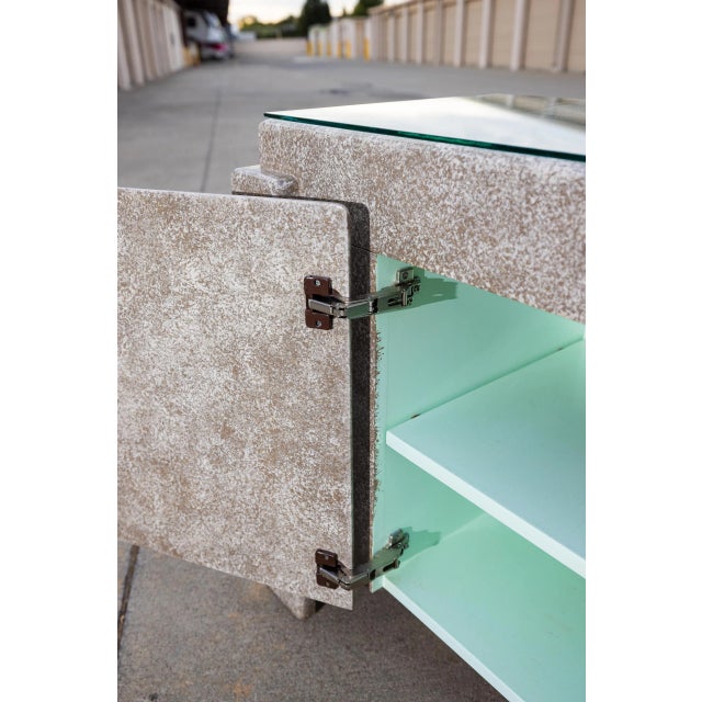 Vintage Postmodern 80s-90s Credenza Cabinet With Glass Top For Sale - Image 14 of 16