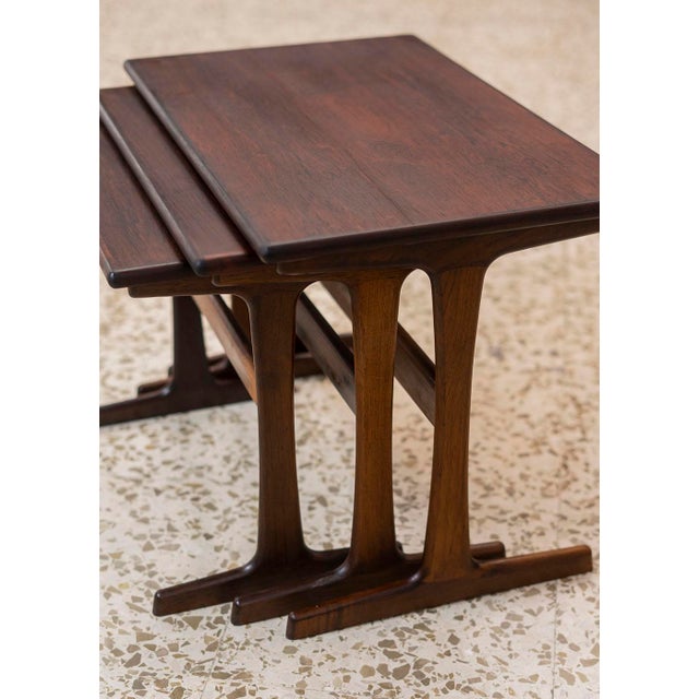 Mid-Century Modern Nesting Side Tables by Kai Kristiansen for Vildbjerg Møbelfabrik, Denmark, 1960s, Set of 3 For Sale - Image 3 of 6