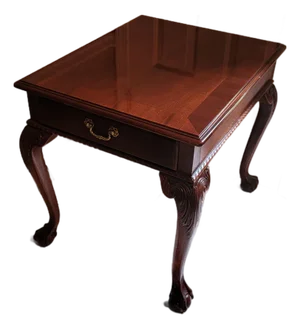 1980s Ethan Allen Chippendale Style Ball and Claw Foot Cherry Side Table
