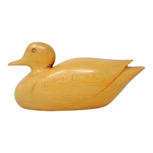 Vintage Hand Carved Duck From Single Piece of Wood, 1982, Signed Mns