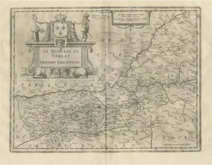 Antique Map of the Region of Sarlat in France by Janssonius, 1657