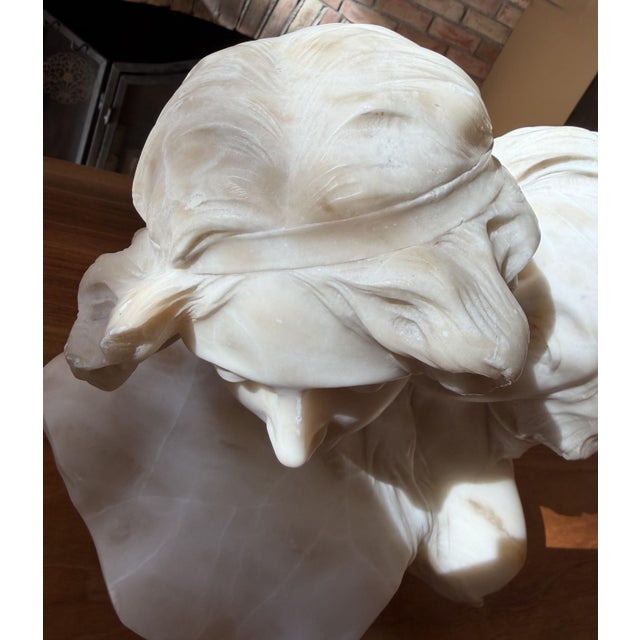 Late 19th Century Antique Alabaster Sculpture of Two Intertwined Female Busts For Sale - Image 5 of 18