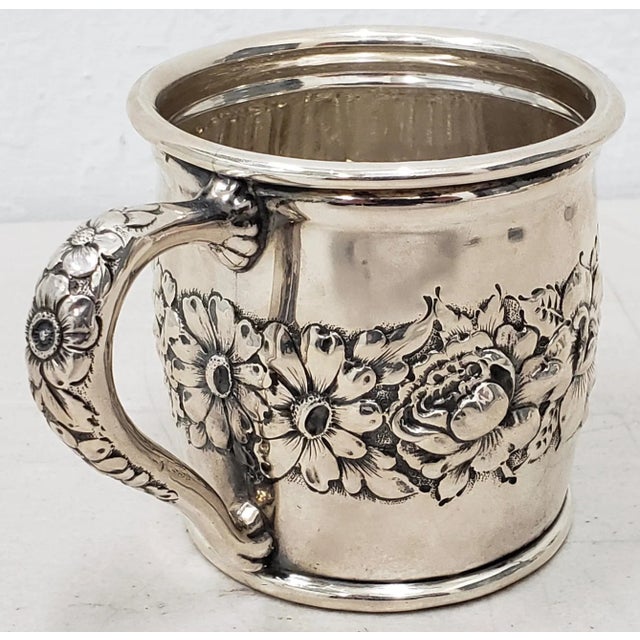 Late 19th Century Sterling Silver Christening Cup W/ Floral Pattern C.1895 For Sale In San Francisco - Image 6 of 11