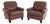 Pair Tufted Leather Lounge Chairs Pair Mid Century EuroVintage For Sale