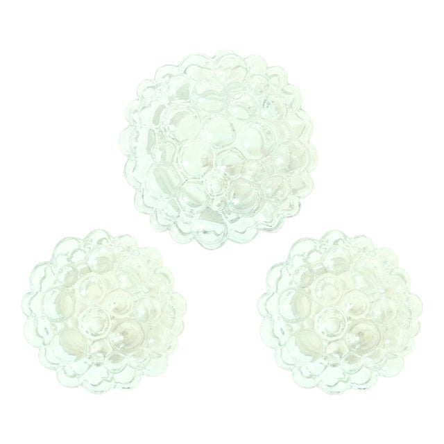 Mid-Century Modern Glass Ceiling Light and Wall Lights by Helena Tynell for Limburg, Germany, 1960s, Set of 3 For Sale