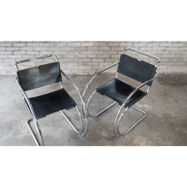 Vintage Mid Century Chairs Mies Van Der Rohe 'Mr20' Attr. Chairs - A Pair For Sale - Image 16 of 18