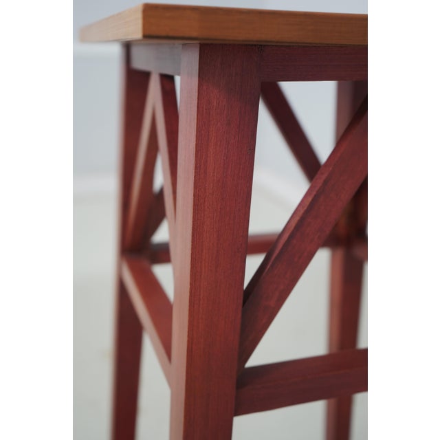 Red Ethan Allen Country Style Painted Finish Pedestal Stand For Sale - Image 8 of 12