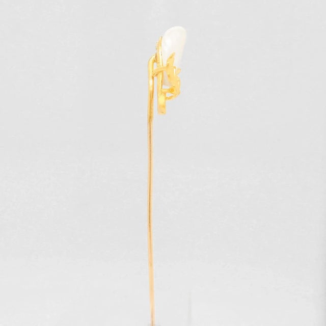 Metal Vintage 14k Gold & Blister Pearl Gourd or Eggplant Stickpin For Sale - Image 7 of 12