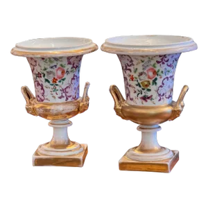 19th Century Old Paris Urns - a Pair
