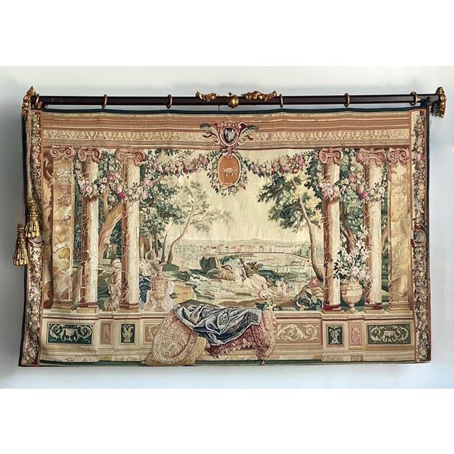 Wood Vintage “Chateau Bellevue” Tapestry From Tenture Des Maisons Royals For Sale - Image 7 of 14