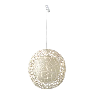 1980 Space Age Tan Fiberglass Paper Mache Spheres Pendant Lamp Light Fixture