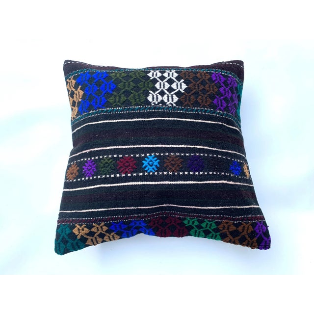 Blue Turkish Kilim Pillow Cover For Sale - Image 8 of 11