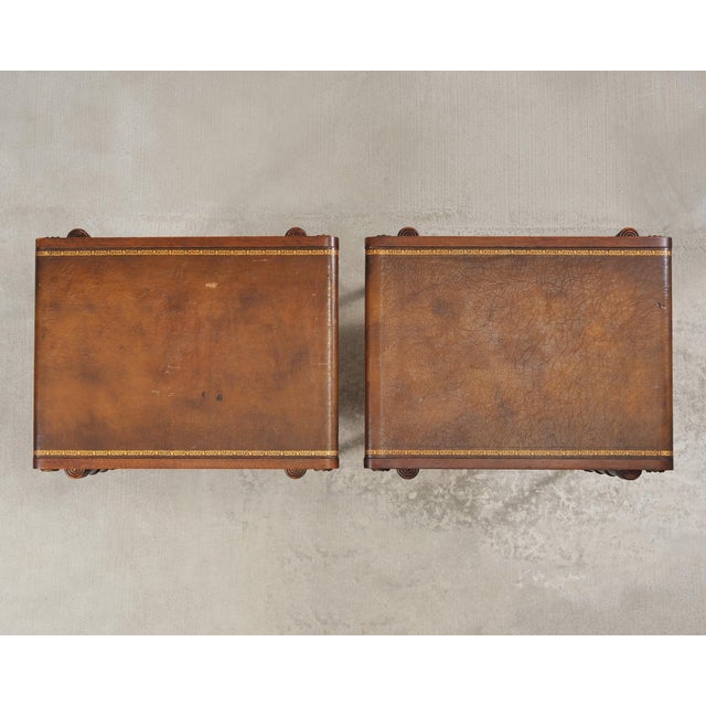 Pair of Regency Style Mahogany Leather Top Drink Side Tables For Sale - Image 4 of 18