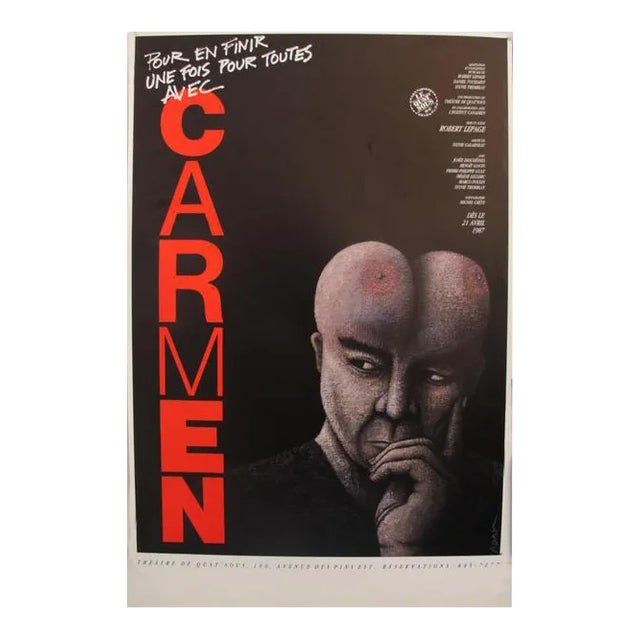 1987 Original Vintage Theater Poster - Carmen - Robert Lepage - Yvan Adam For Sale