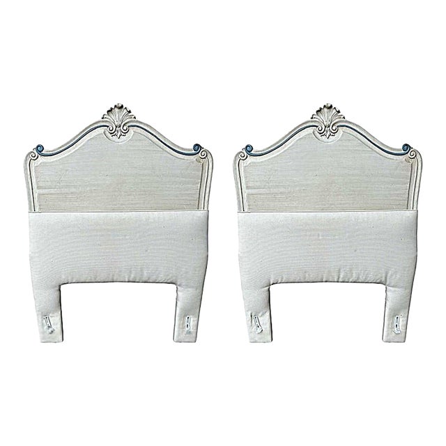 French Twin Padded Headboards - A Pair - Vintage Mid 20th Century For Sale