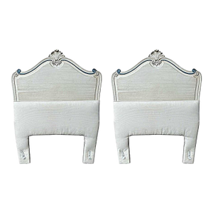 French Twin Padded Headboards - A Pair - Vintage Mid 20th Century