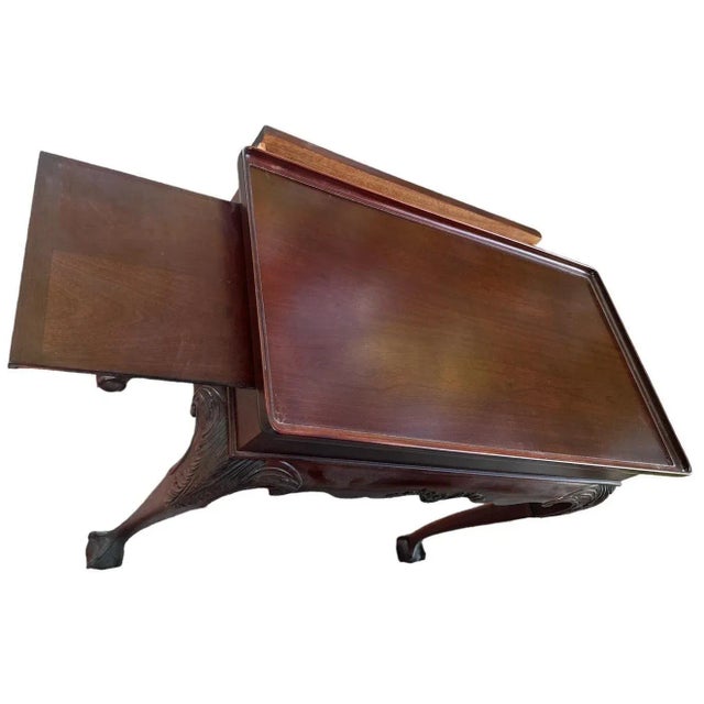 Brown Solid Mahogany Georgian Style Console Server With Pullout Trays - Vintage 1990s For Sale - Image 8 of 9