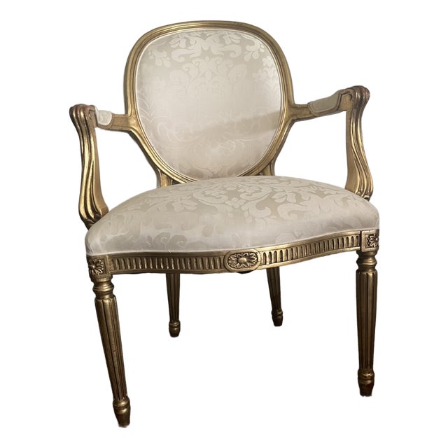 Hickory Chair French Arm Chair - Gold Metal Leaf With Red Undertone For Sale