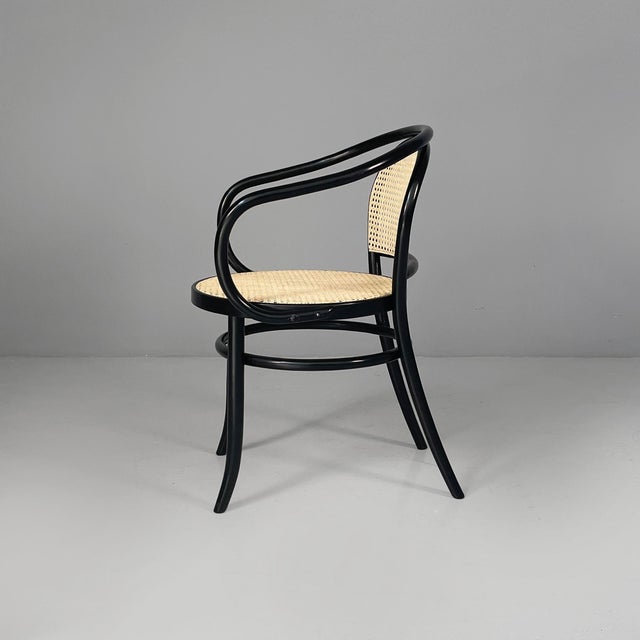 Italian Modern Chairs in Straw and Black Wood, 1970s, Set of 8 For Sale - Image 3 of 18