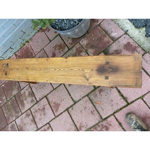 Cabin Antique English Country Pine Bench, C 1860. For Sale - Image 3 of 7