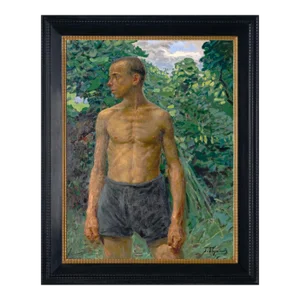 "Standing Figure of a Young Man" Original Oil Painting by Gavriil Gorelov Circa 1940